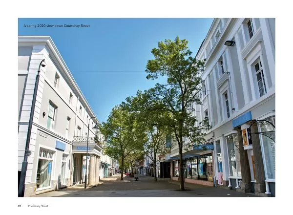 A spring 2020 view down Courtenay Street, Newton Abbot. A page from Noticing Newton Abbot