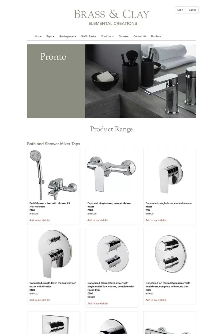 Brass & Clay. Sample web page: Pronto. Website design by We Make Magazines