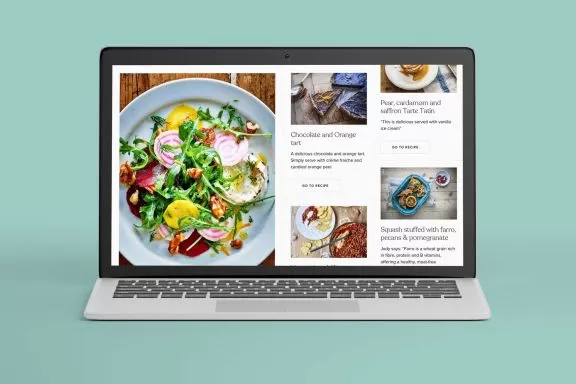 Website sample page: Recipe landing page. Web design Devon. We Make Media