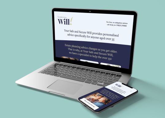 Your Safe and Secure Will website shown on a laptop and a mobile