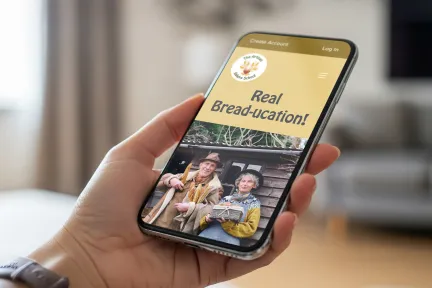The Artisan Bakery School website, shown on a mobile