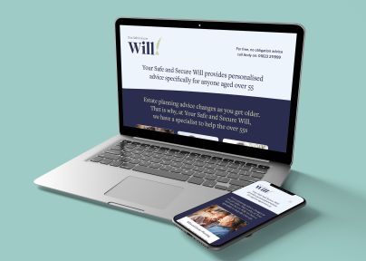 Your Safe and Secure Will website shown on a laptop and a mobile